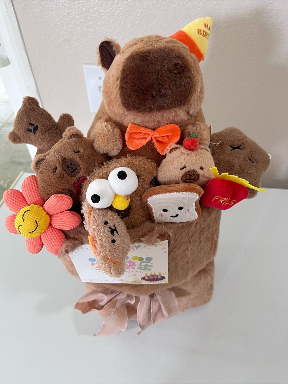 Plush Toy Doll Bouquet Adorable Capybara Bouquet for Birthday 6”x8”x17”